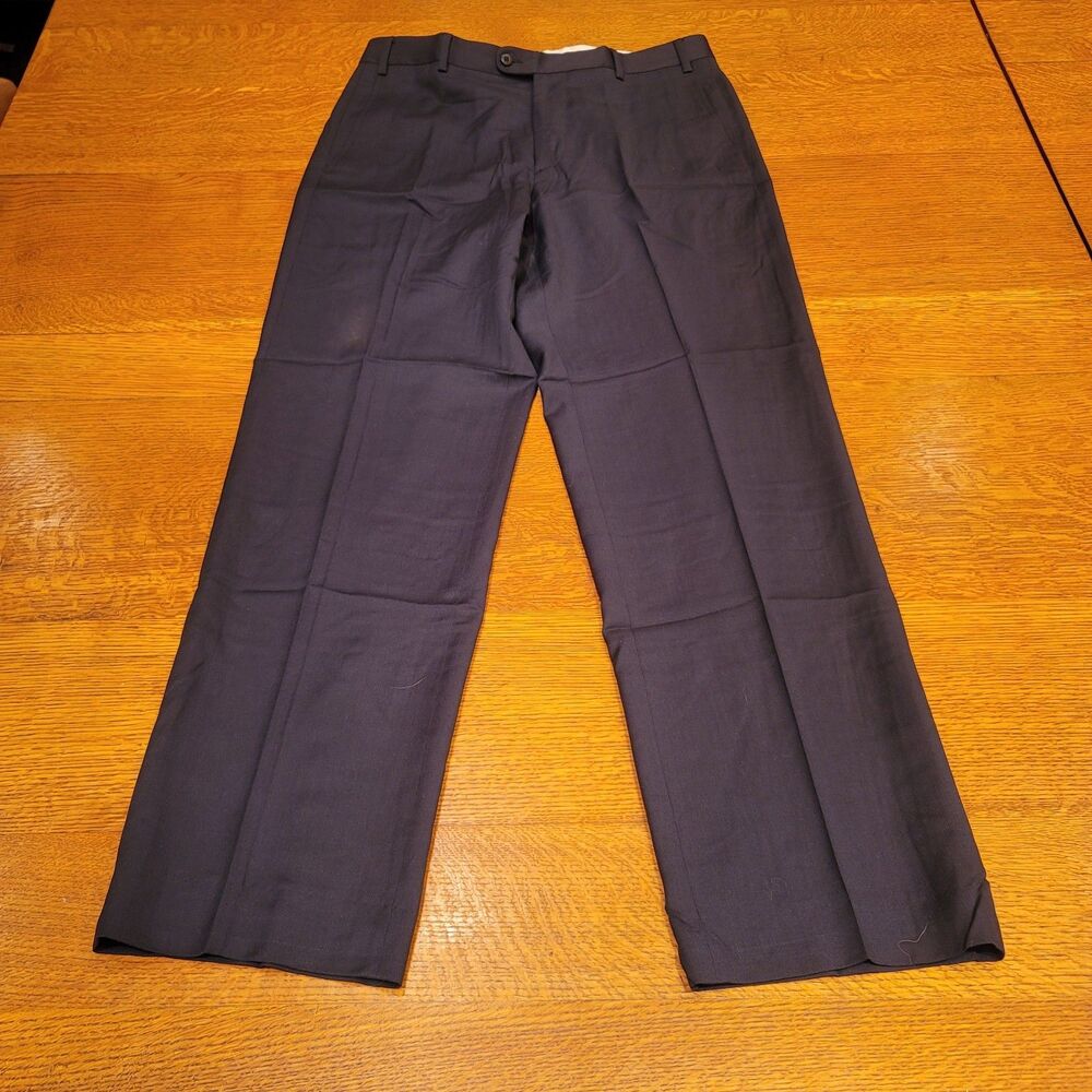 Zanella Made in Italy Todd Men's Dress Pants 100% Virgin Wool Black 33